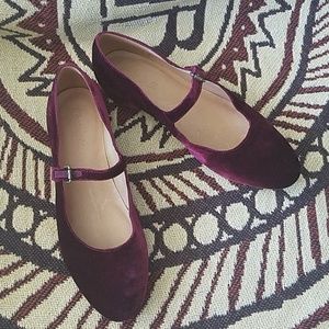 Madewell Coralie Velvet Pinot Noir Mary Janes